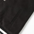 Chrome Hearts Cross Embroidered Leather Sleeve Varsity Jacket - Black Street Style 116