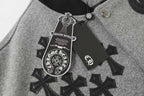 Chrome Hearts Multi Cross Varsity Jacket - Grey Black Street Jacket 2215