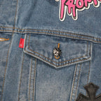 Chrome Hearts Patchwork Denim Jacket - Vintage Blue Gothic Street Jacket 0789
